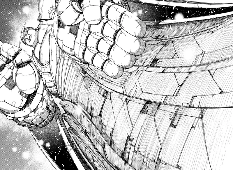 A giant robotic Buddha appears with open palms.