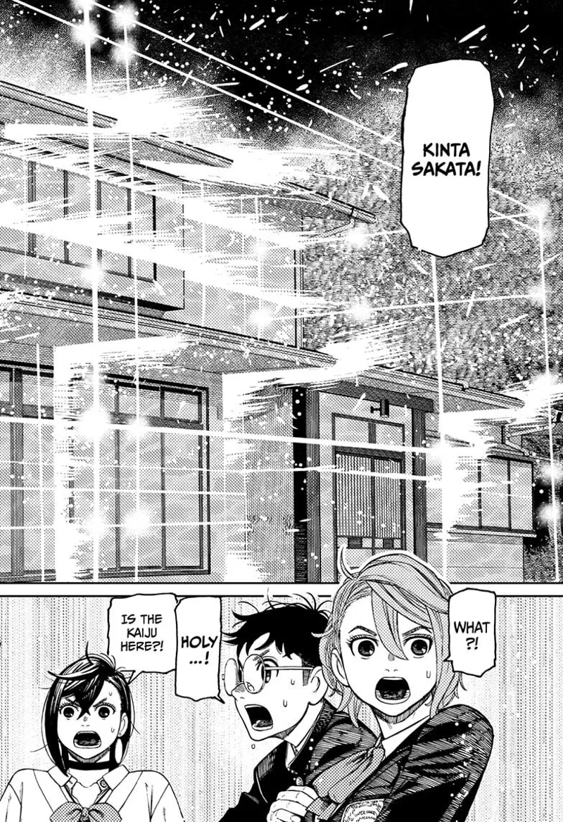 The house glows. Aira, Okarun, and Momo are shocked.