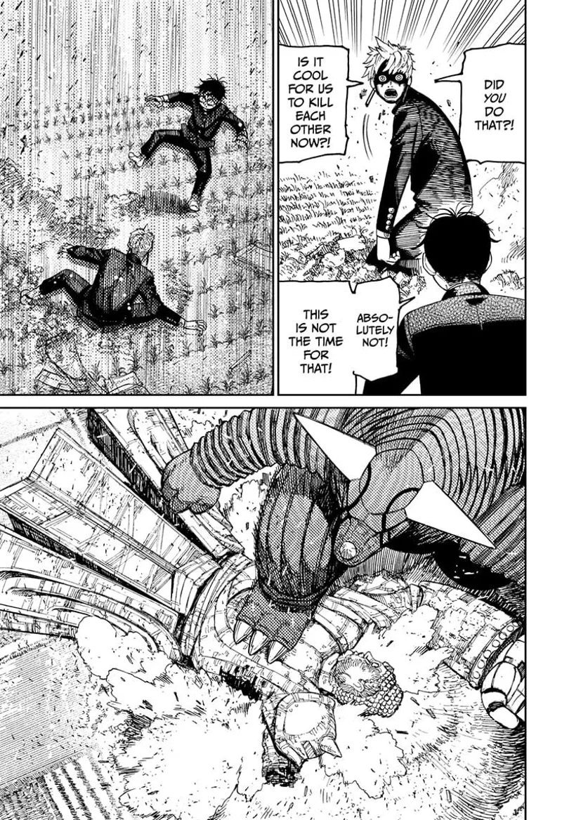 Evil Eye asks Okarun if they can fight. They are shocked after experiencing a powerful earthquake. Kaiju steps on the Buddha.