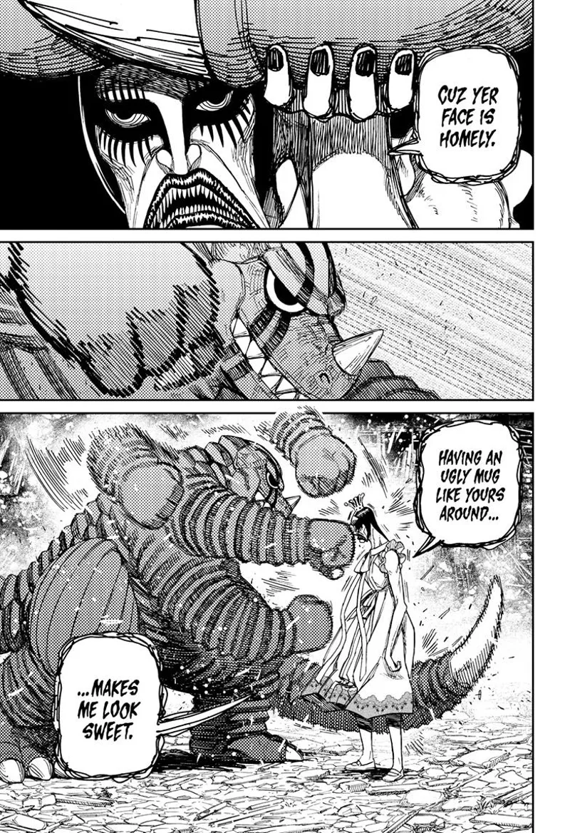 Kaiju Vamola sends a barrage of punches at the ugly ghost lady, but it still has no effect.