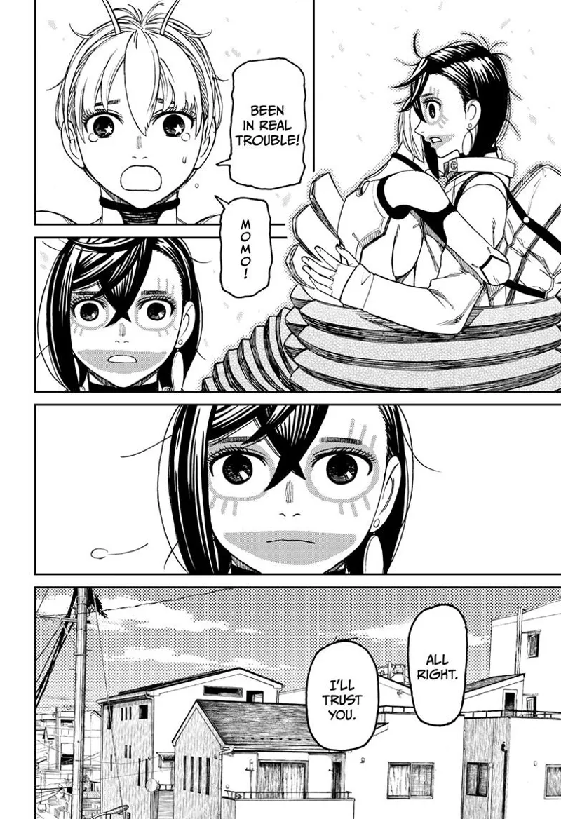 Momo is shocked after Vamola suddenly hugs her with teary eyes. She still has funny makeup on her face.