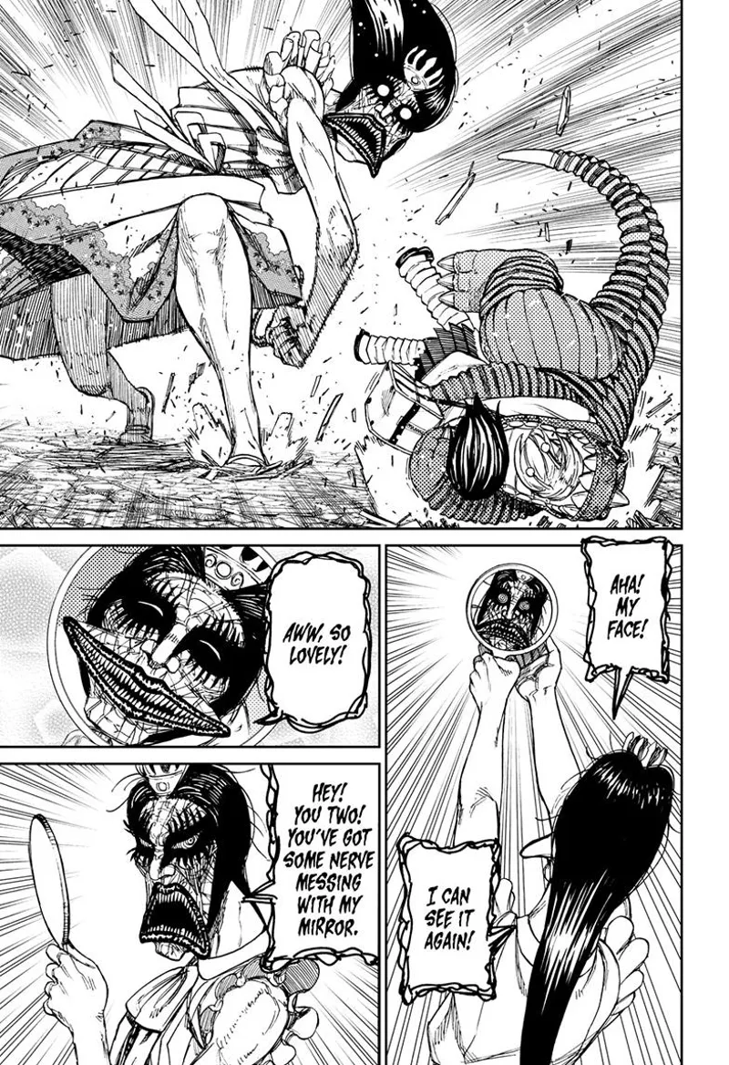 Momo and Vamola are released from the mirror. The ugly ghost lady is still mad at them.