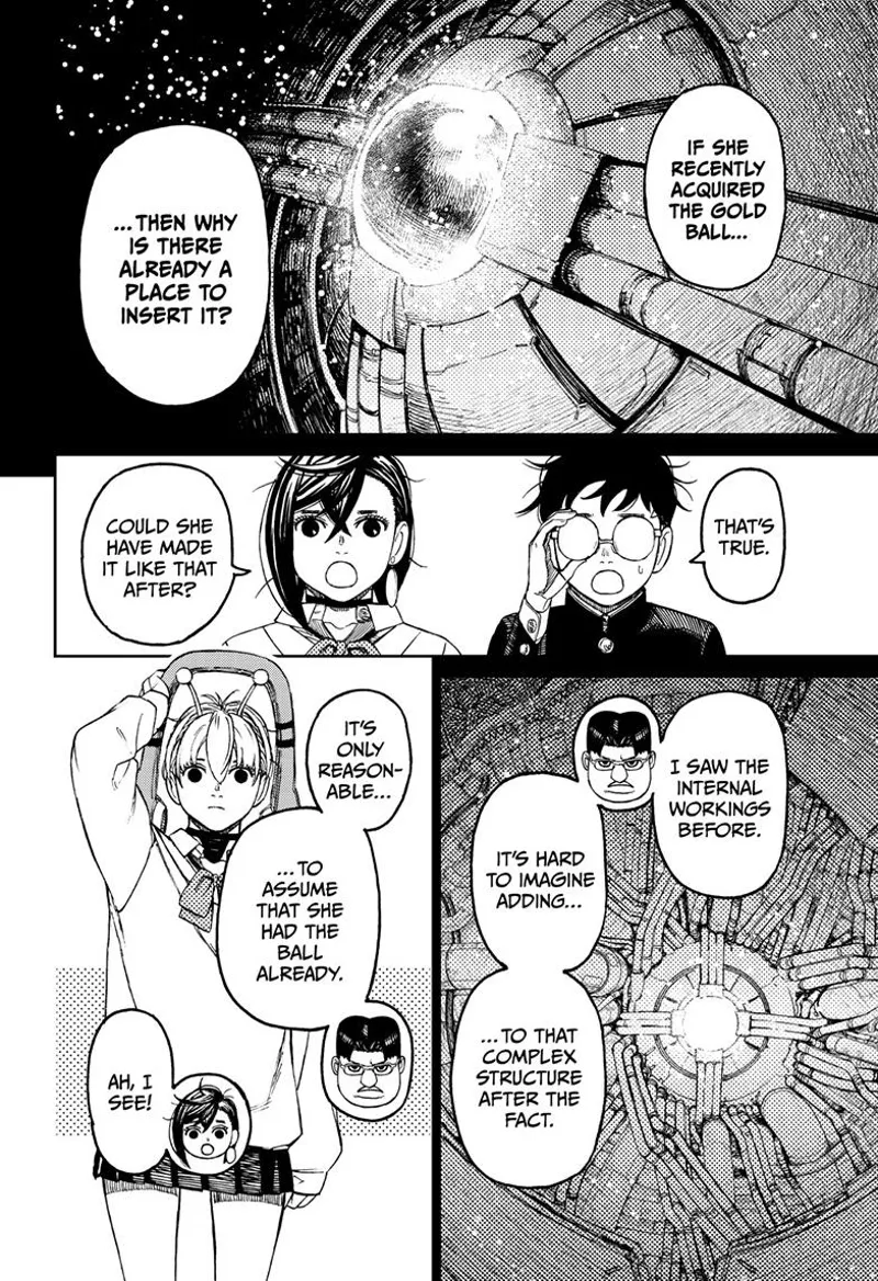 Momo and Kinta conjecture that Vamola has had the ball from the beginning due to the suit's complex design.