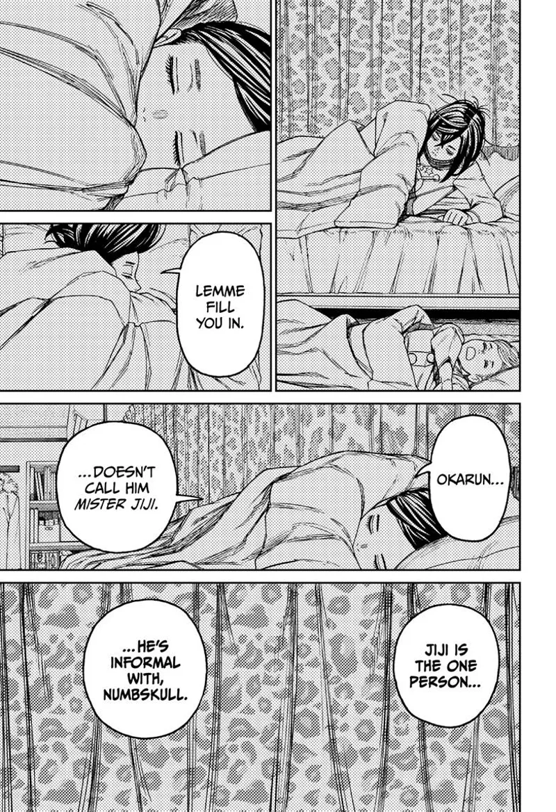 Momo returns to bed and realizes it's not Okarun she's talking to behind the window.