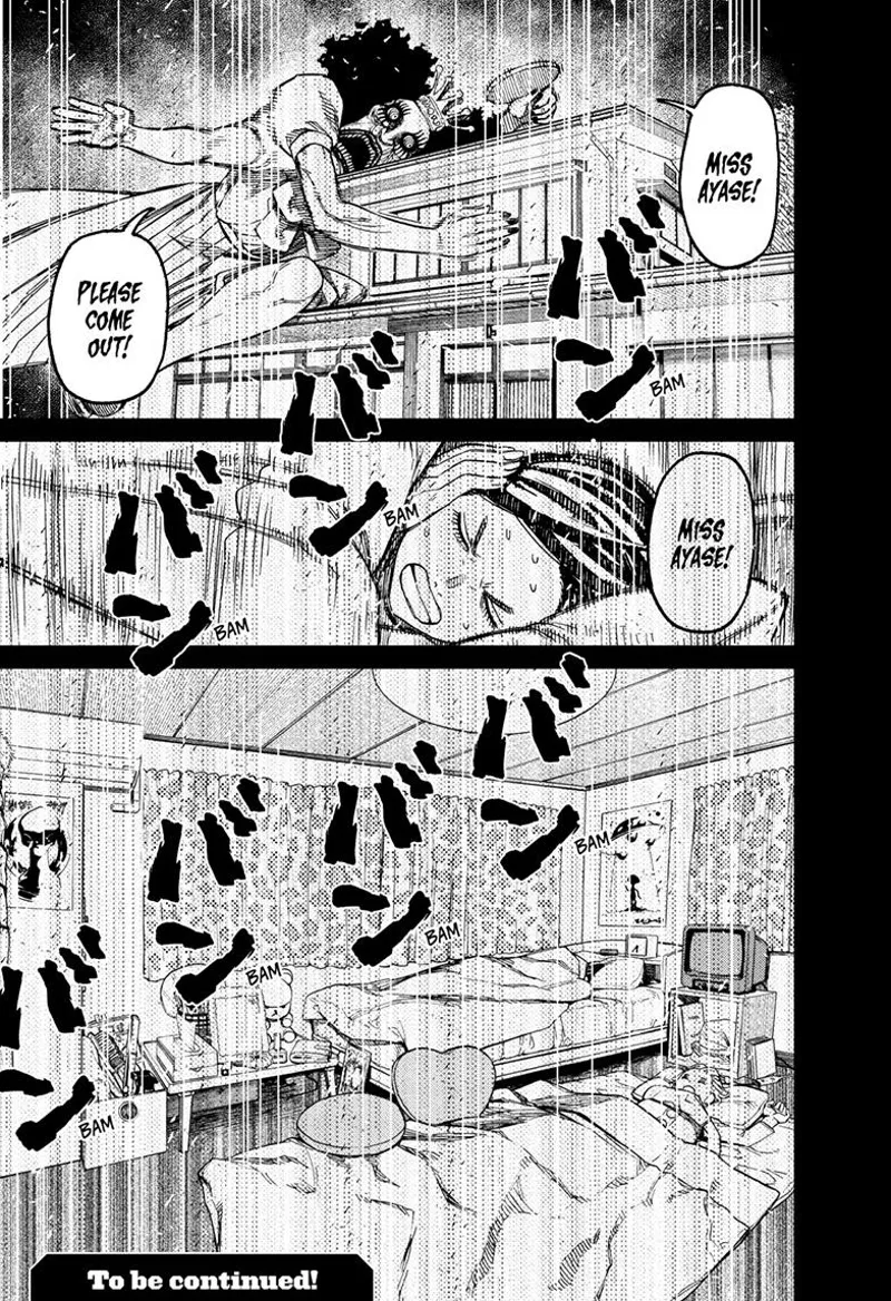 Reiko Kashima pounds on the window, telling Momo to come out. The window shakes violently!