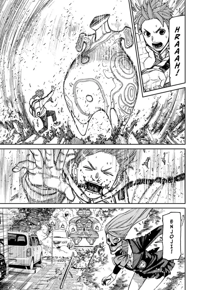 Jiji fires a "Kamehameha" at the alien, but it bounces back and damages him.