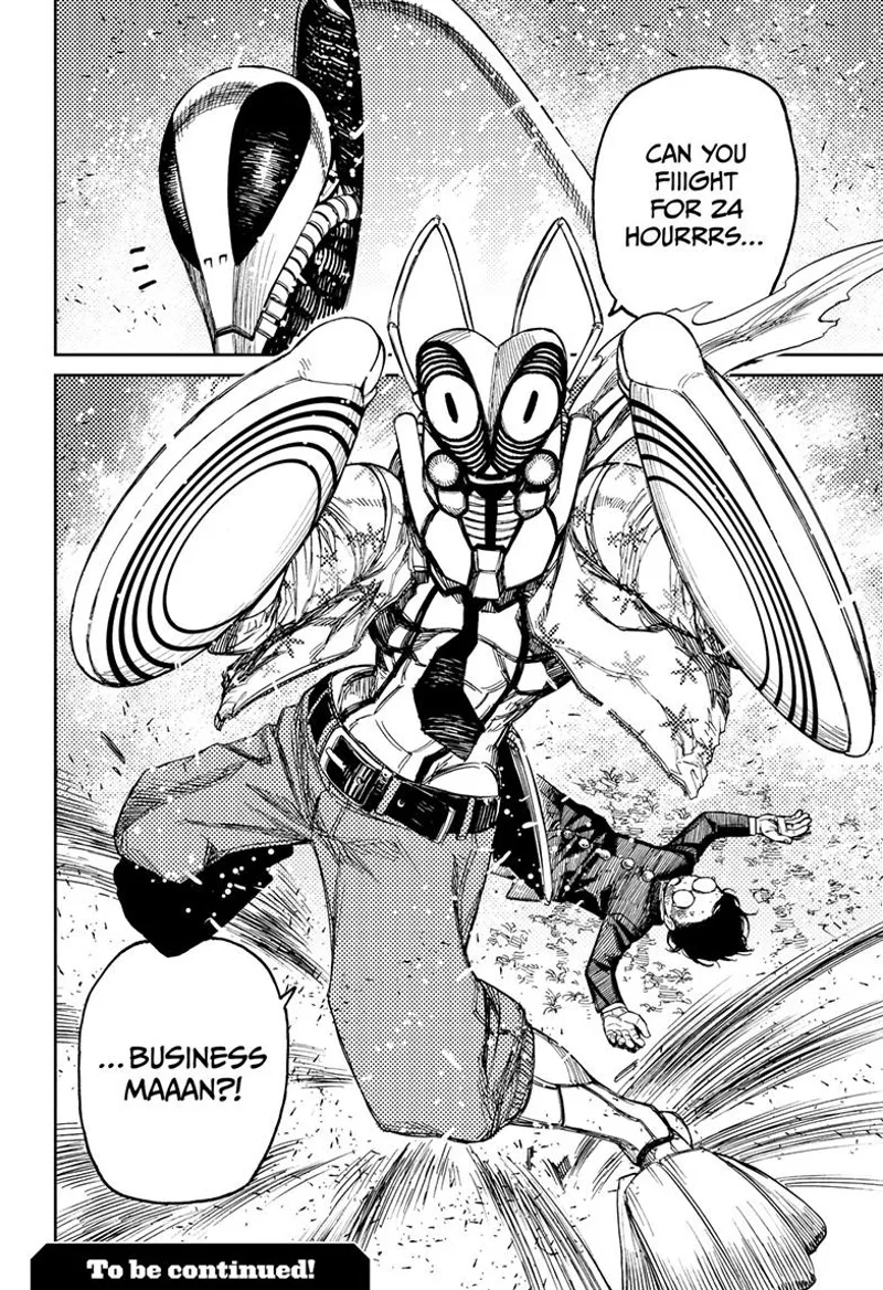 Transformed Mantis Shrimp appears and rescues Okarun.