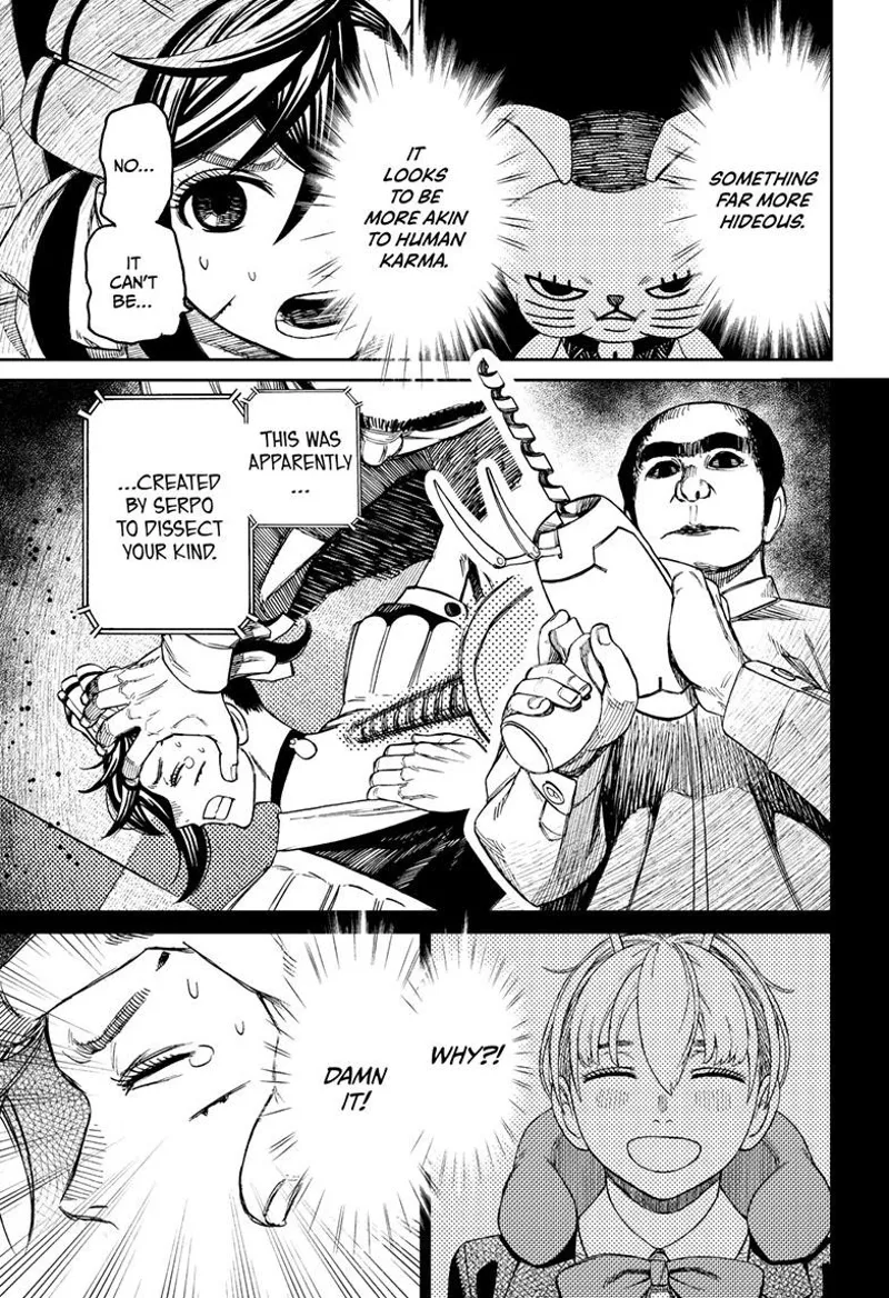 The creepy man takes out a drill machine the Serpoians made and tries to use it for Momo.