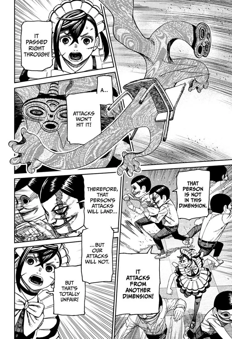 Momo is shocked after seeing the chair passing through. The Serpoians reveal the enemy is attacking from another dimension.