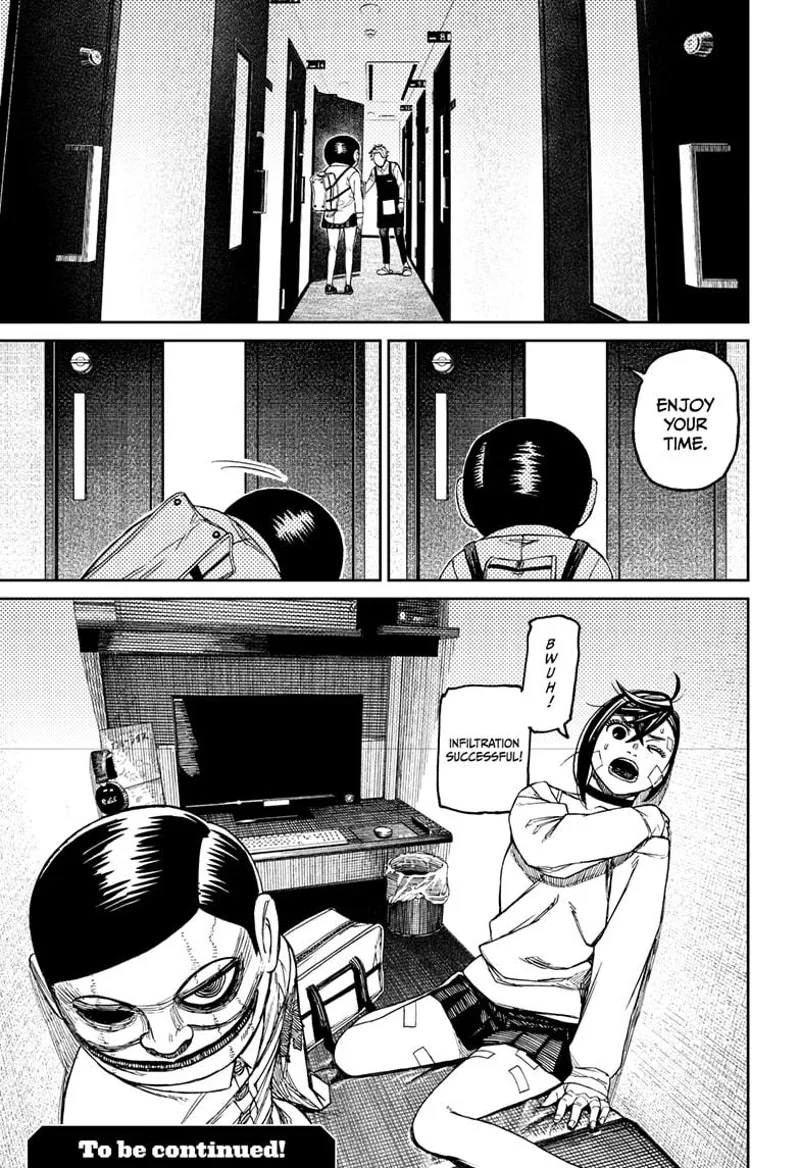 Momo and the Serpoian successfully enter the hotel to spend the night there.