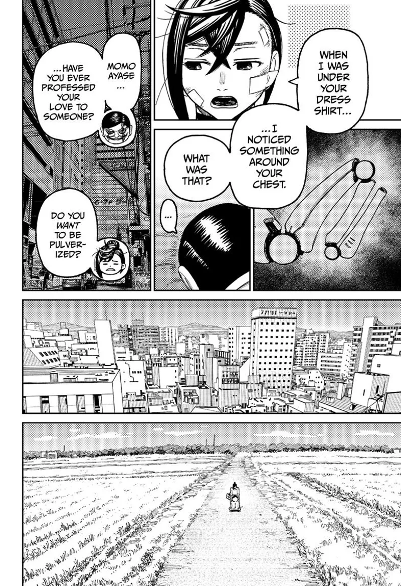 Momo asks what the protrusion on the Serpoian's chest is. The next day, they walk on the field.