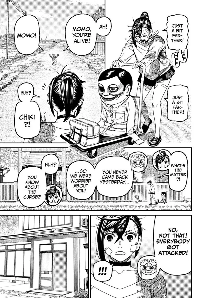 Chiquitita approaches Momo, who is pushing the Seropoian in a cart. Chiki tells her everyone got attacked.