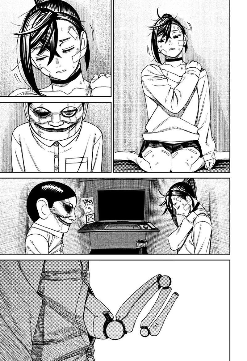 Momo leans to the wall and falls asleep. The Serpoian takes out his apparatus.