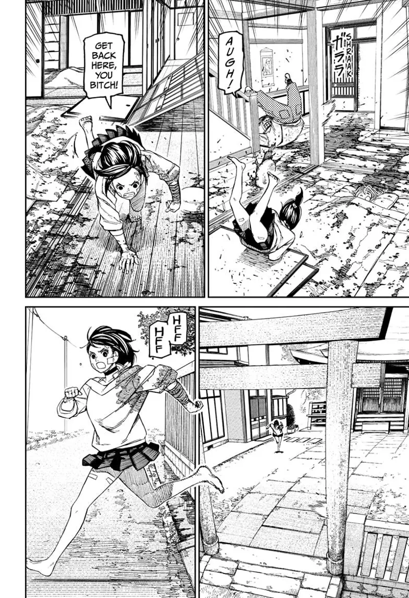 Momo runs barefoot outside and chases after Kaiju Vamola. Mr. Shrimp stumbles to the floor.