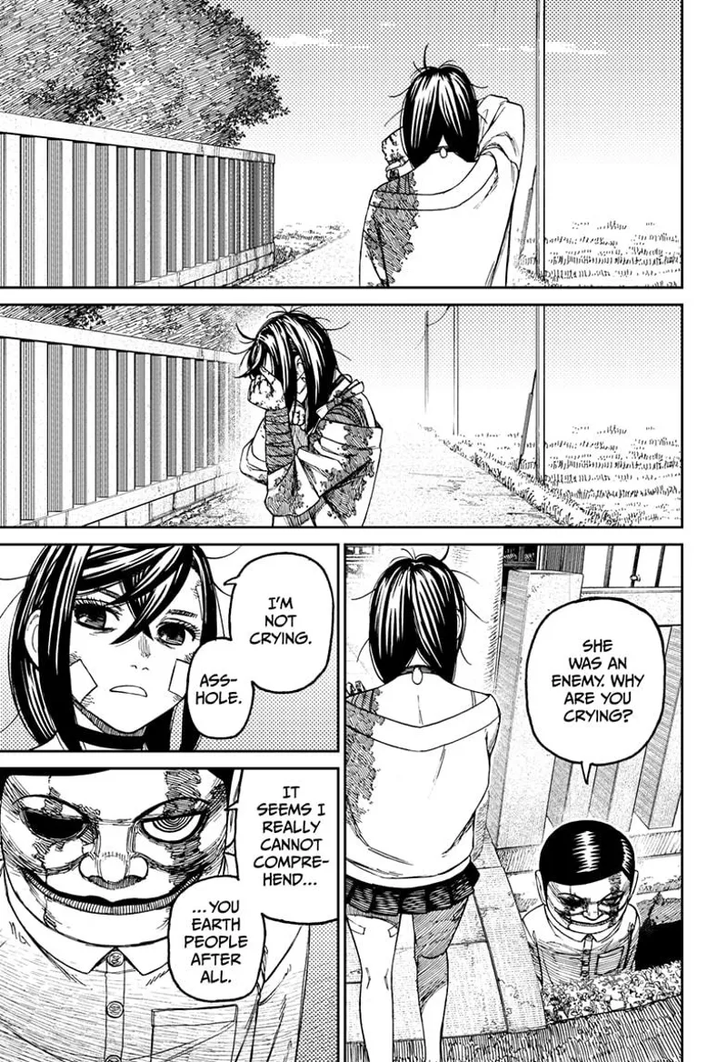 Momo cries and walks inside, where the Serpoian asks why she is crying.