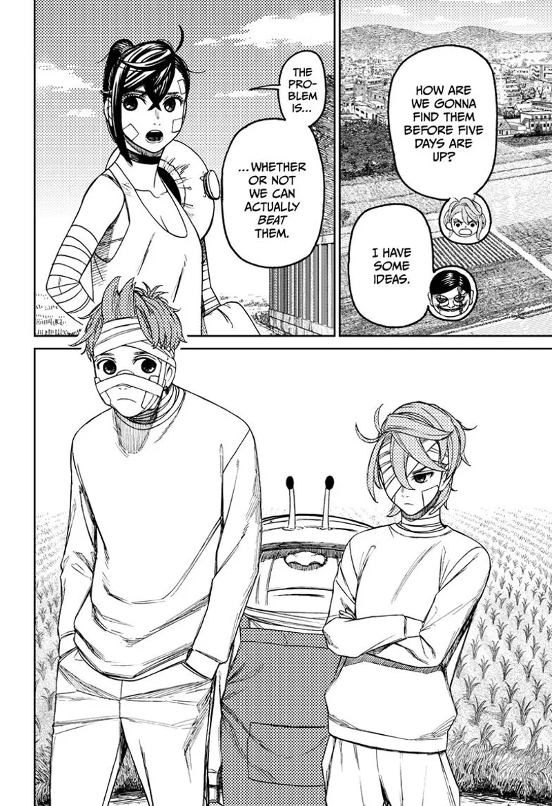 Aira, Jiji, and Mr. Shrimp listen after Momo asks if they can beat the enemies.