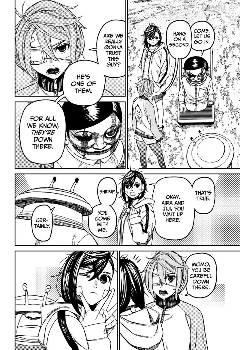 Aira is cautious about trusting Serpo. Momo tells her and Jiji to stay as she, Serpo, and Mr. Shrimp go down to investigate.