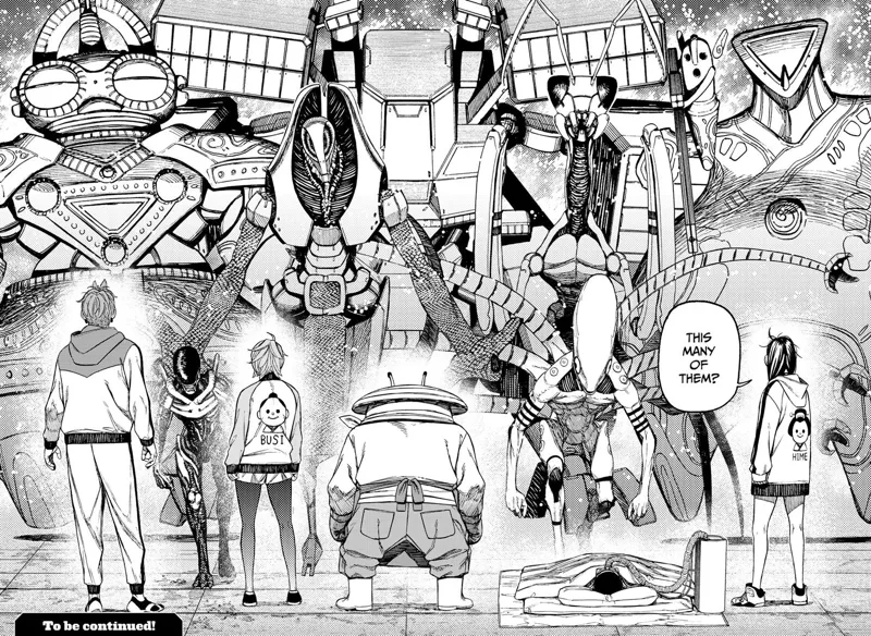 Momo, Mr. Shrimp, Aira, and Jiji see the hologram of the monsters that recently attacked them.