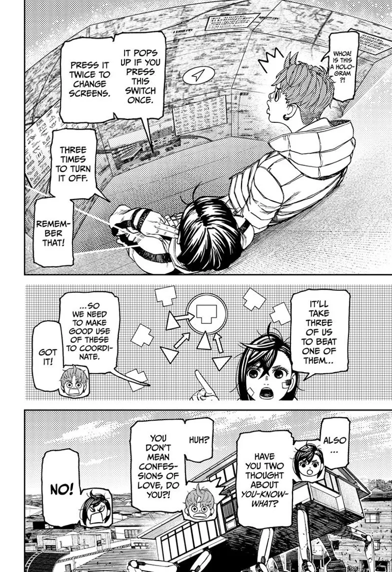 Momo teaches Jiji how to use the communicator to project a hologram as the house keeps running.