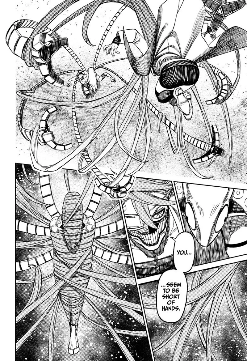 Cursed Aira restrains the tentacles using her hair. She covers the tentacle alien with hair.