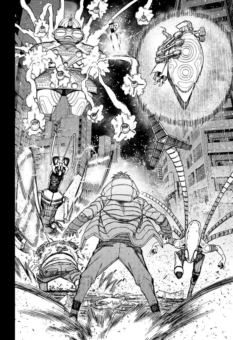 Jiji stands as the missile alien, and the tentacle alien attacks him while Aira and Mr. Shrimp are in a pinch.