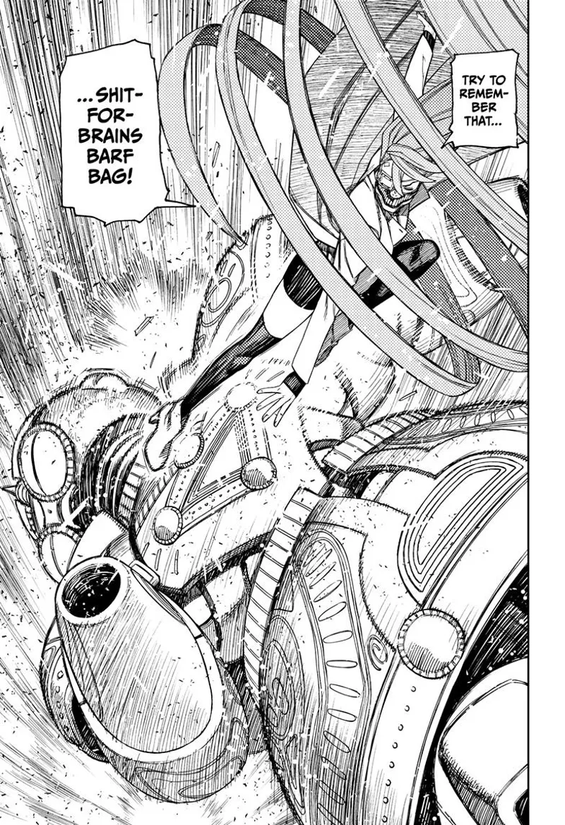 Cursed Aira flawlessly kicks the fat alien's neck.