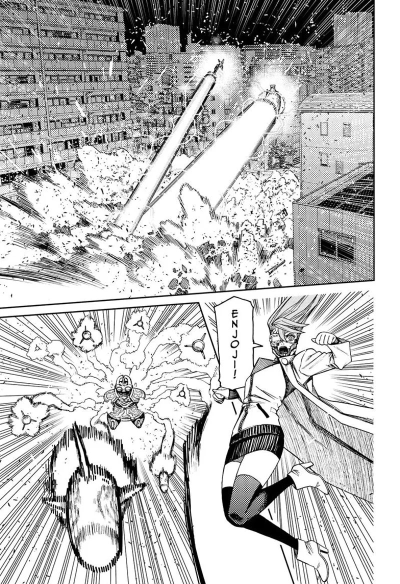 The two aliens overpower Jiji's Evil Gun. Cursed Aira is distracted as the enemy fires missiles at her.