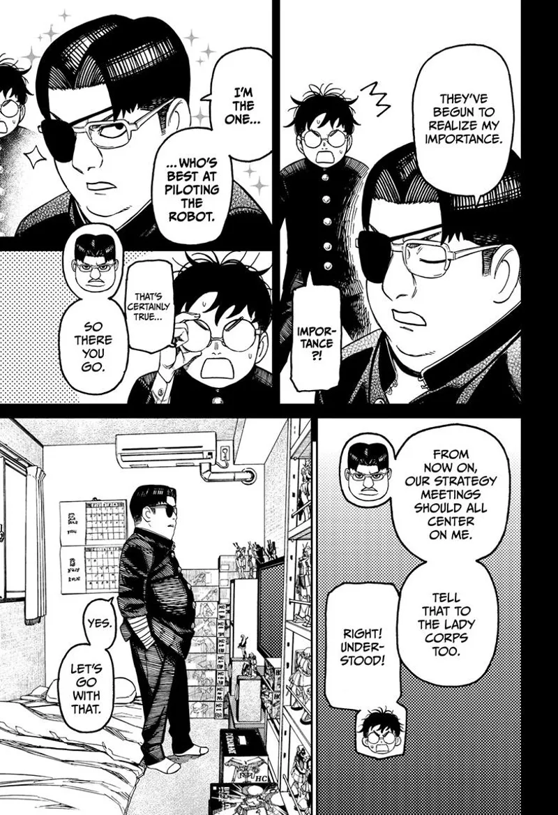 Kinta tells Okarun he's the best robot pilot. He makes stories up in his head.